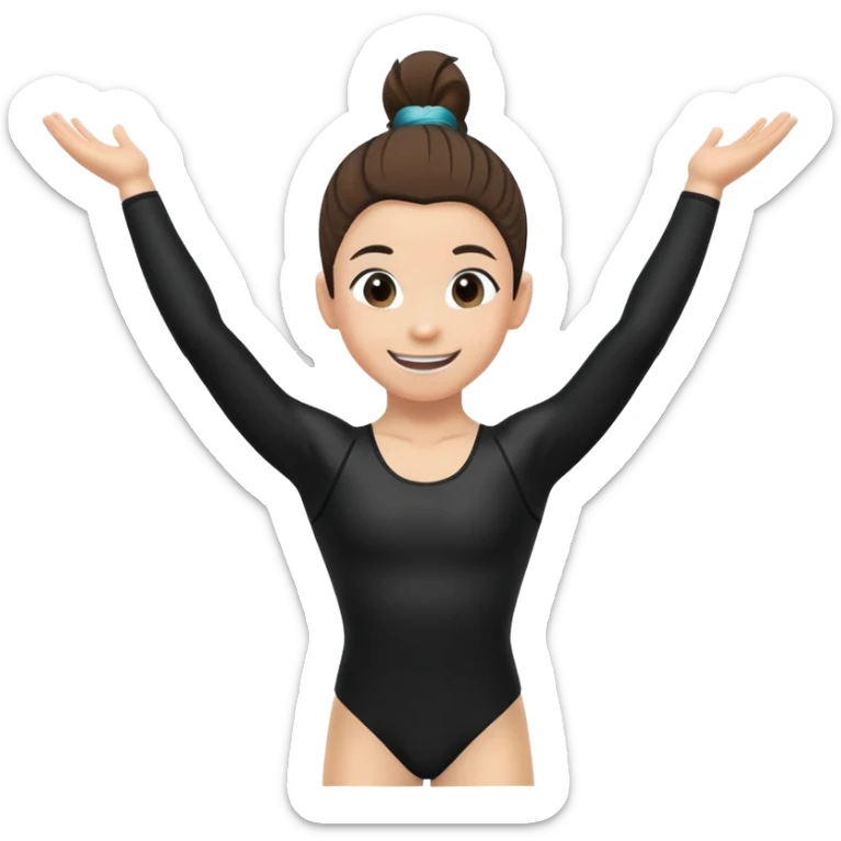 "A gymnast in black outfit with a smile and a look of surprise (normal skin) sticker