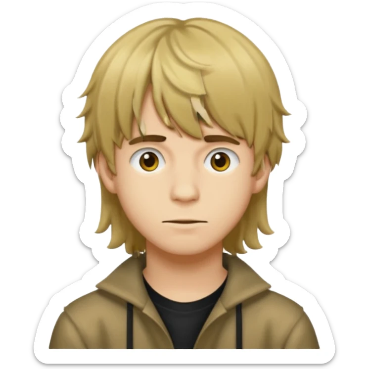 Young man have hair  shaggy long, bang, straykids emoji sticker