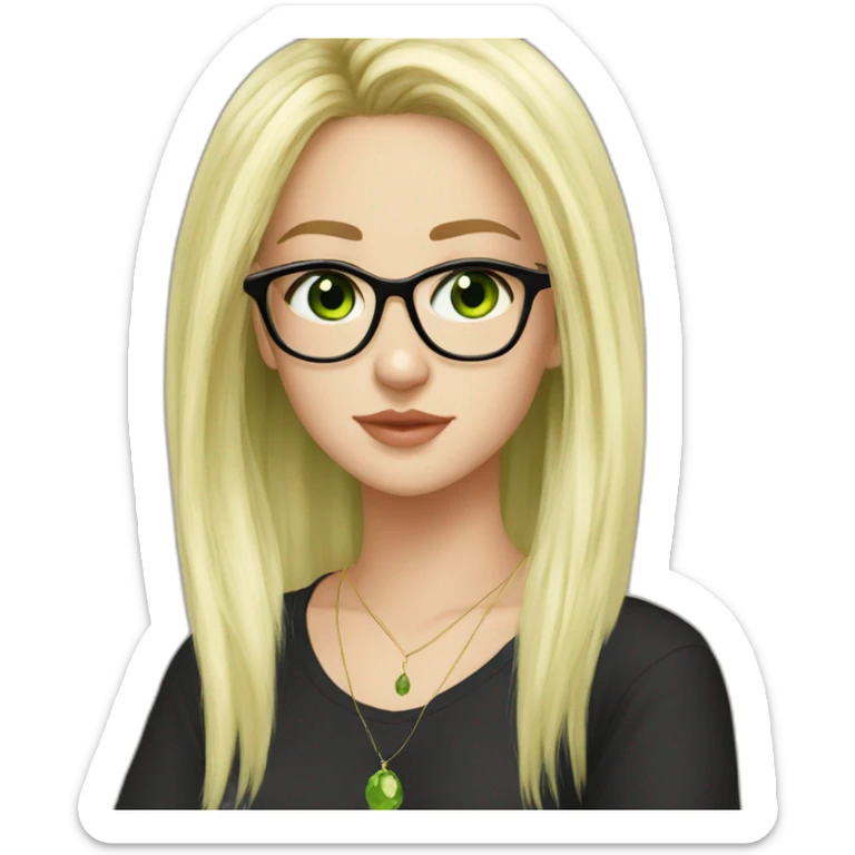 Girl square glasses a lot of earrings blonde black hair green eyes sticker