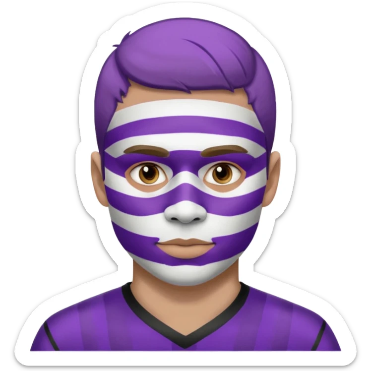 maak en emojie die paarse en witte streppen op zijn gezicht heeft want hij is een suporter van anderlecht sticker