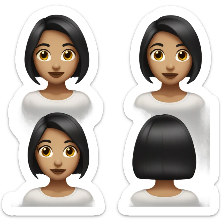 An 18-year-old girl with dark brown hair in a bob cut, a nose piercing, fair skin, dark brown eyes, and beautiful lips. sticker