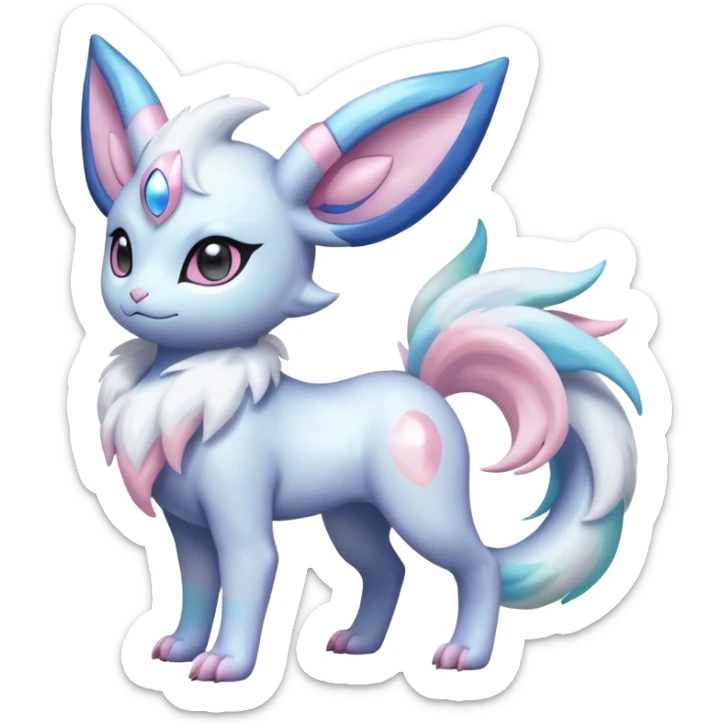 Shiny Pastel Absol-Lumineon-Sylveon-Amauara-Fakémon-hybrid-creature (full body)  sticker