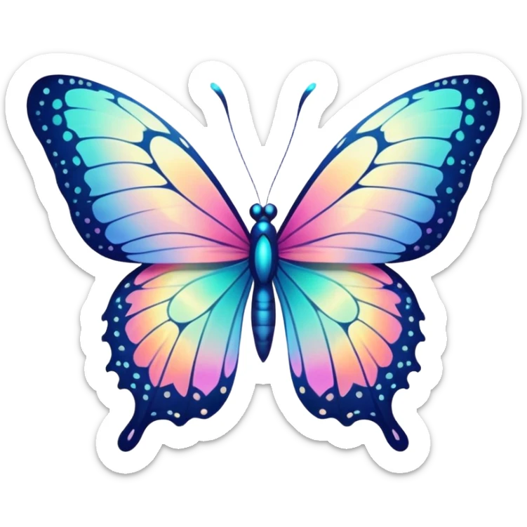 Shiny pastel colorful neon glittery sparkly glimmering bling-bling vibrant pale whitish bright Floral exotic tropical butterfly sticker