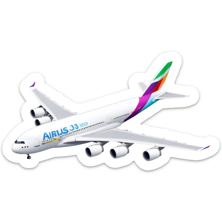 Airbus A380 - Airbus (Model Year: 2021) (Iconic colour: White with colorful tail) sticker