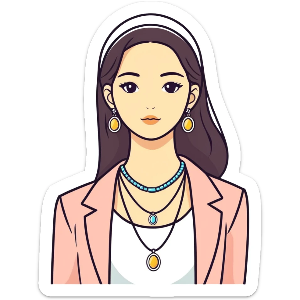 portrait of a girl with jewelry sticker