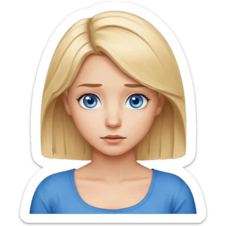 shoulder shrugging female with Mid length Blonde hair blue eye sticker