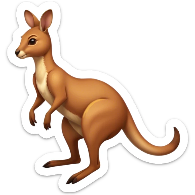 the iconic Full-body Australian Kangaroo  jump– Cinematic-realistic Australian kangaroo, jumping with powerful hind legs and a muscular tail for balance. Its reddish-brown fur glows under the golden sunlight, ears perked and eyes alert.  sticker