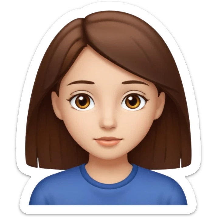 A girl with fair skin, brown eyes, and straight brown hair sticker