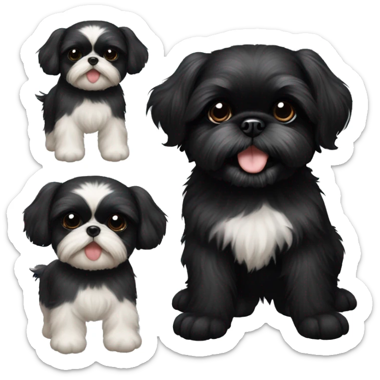 happy black shih tzu puppy and just black shih tzu dog sticker