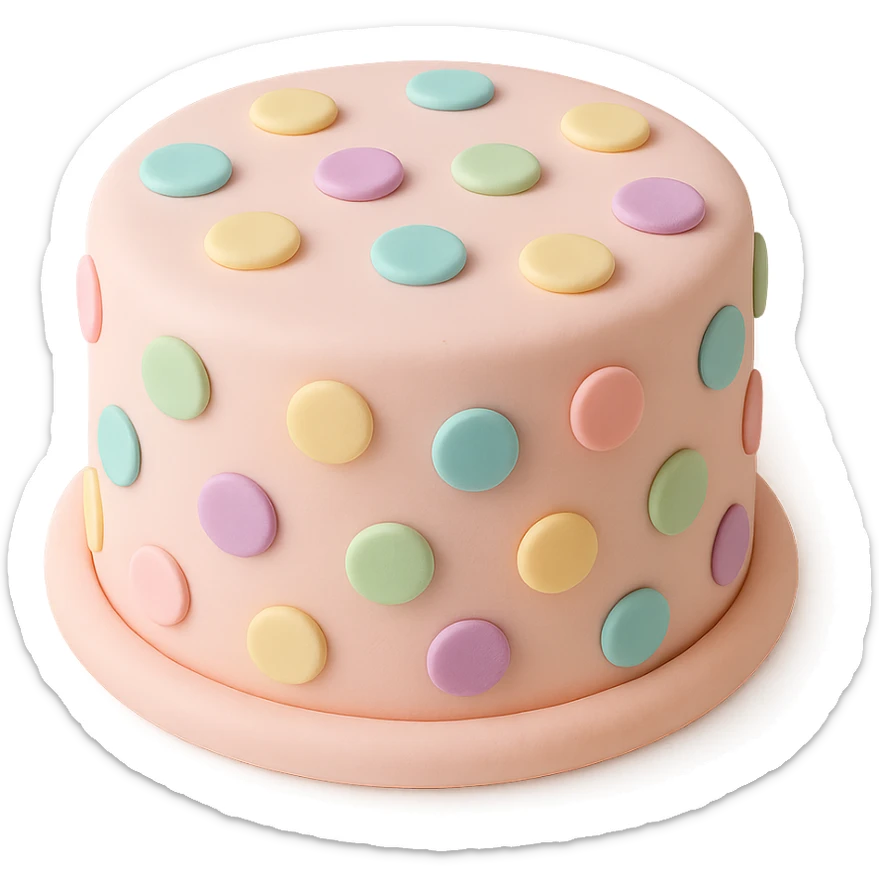 round fondant cake with polka dots sticker