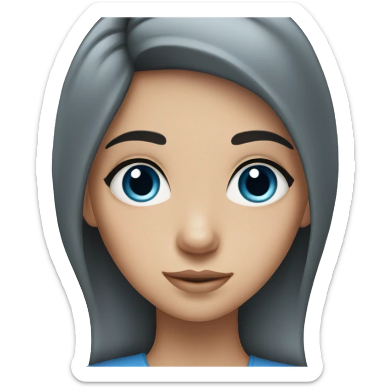 a girl with long dark hair and blue-gray eyes with long eyelashes sticker