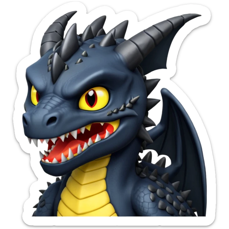 Un dragón furia nocturna mirando de frente animado que se vea malo  sticker