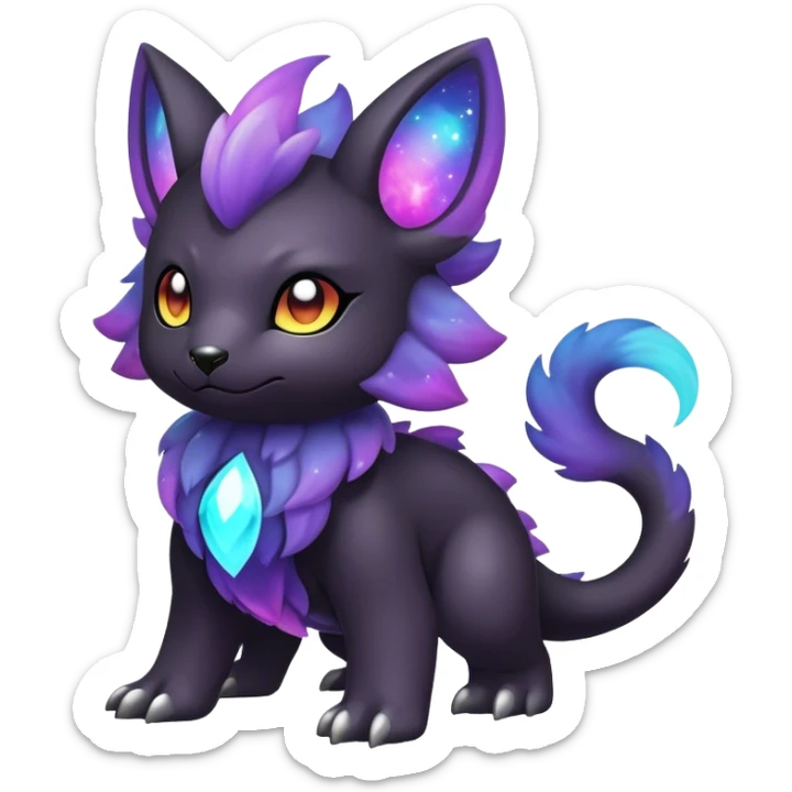 Cute cool colorful dark nebula fantasy animal hybrid Fakemon full body sticker