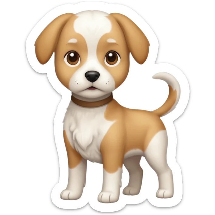 a full body white beagle x maltese x chi dog the size of a kelpie with light brown ears and a light brown patch on one eye sticker