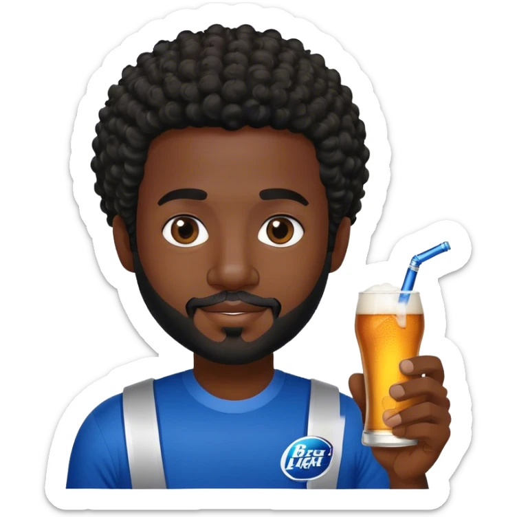 dark black guy short curly hair facial hair holding bud light  sticker