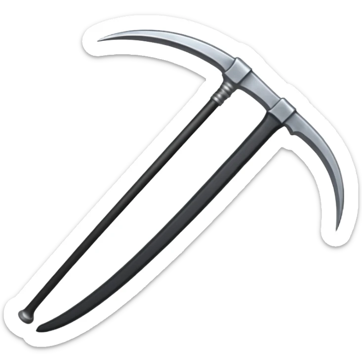 The scythe of the God of Death is long, straight, and pure black, symbolizing death. sticker