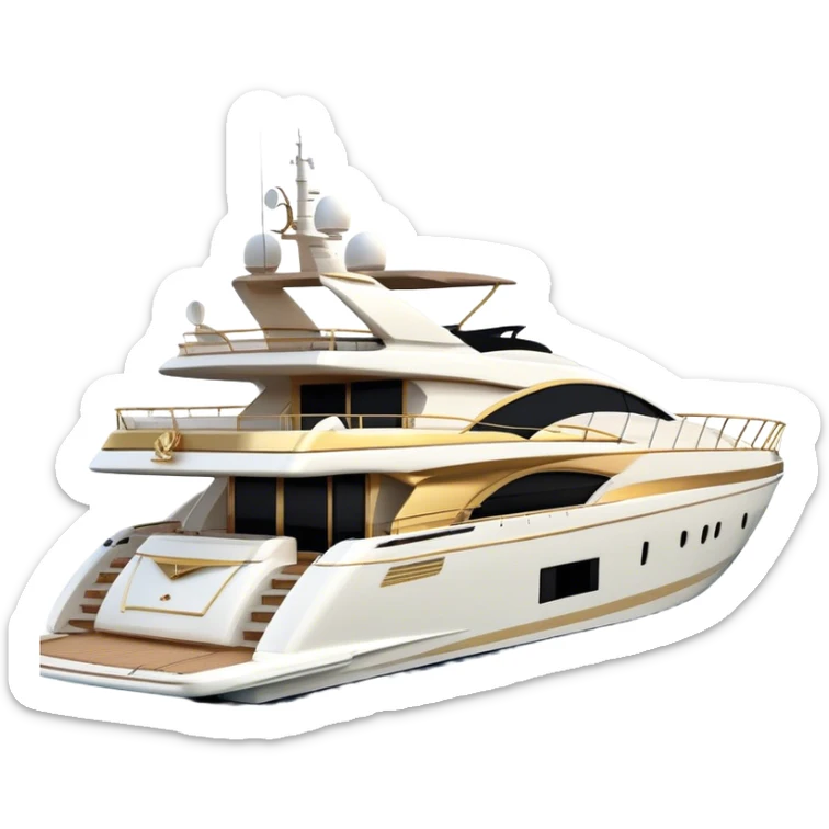 Luxury Yacht - Azimut 72 (Model Year: 2020) (Iconic colour: White with gold trim) sticker