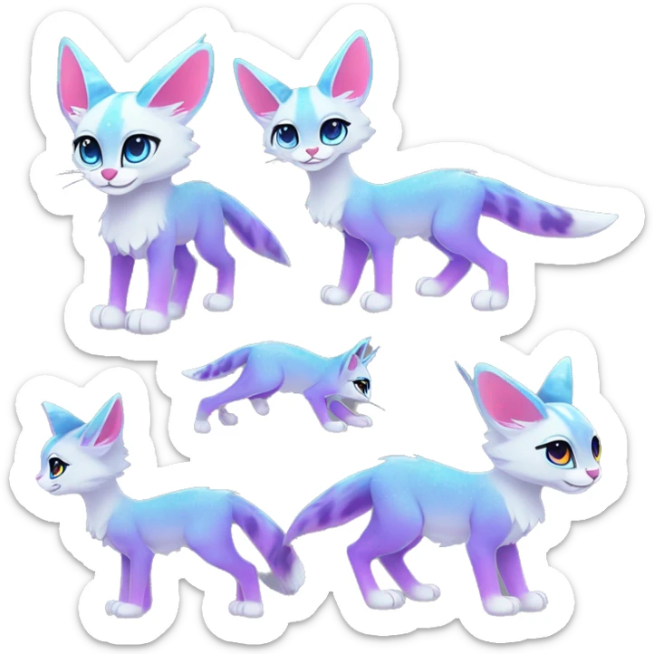 Cute Kawaii Epic Ethereal Sparkly Colorful Sergal-Serval-Caracal-Vernid full body sticker