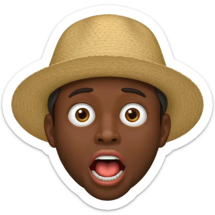 homme créole réunionnais  étonné  bouche ouverte avec chapeau sticker