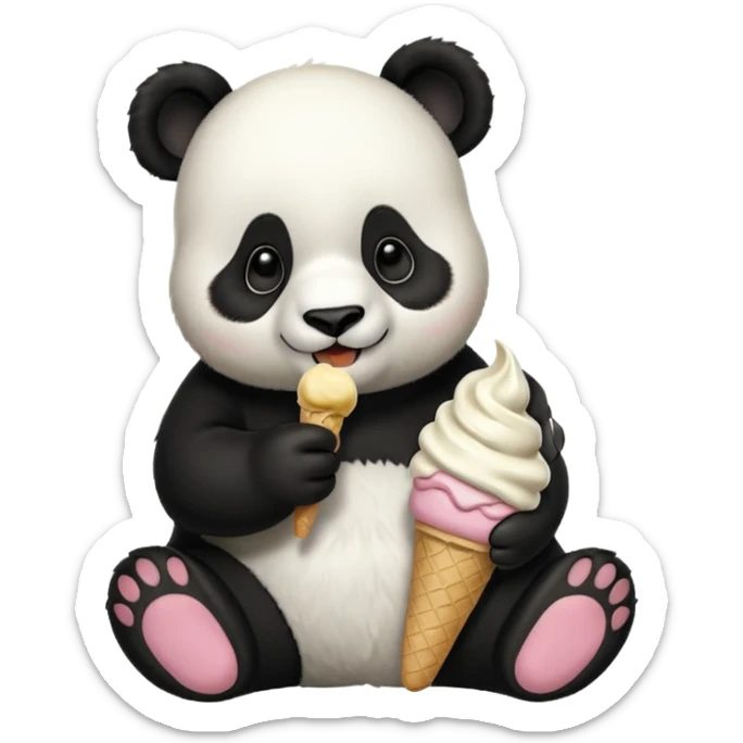 Panda eating ice cream sticker