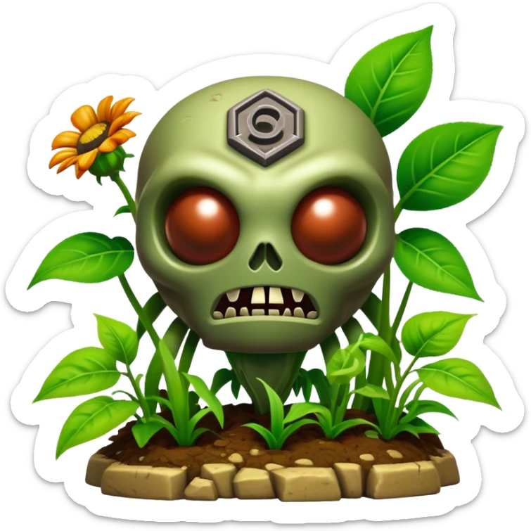 3D, cinematic ultra detailed 32k HD Doom srhoom in pvz 1 sticker