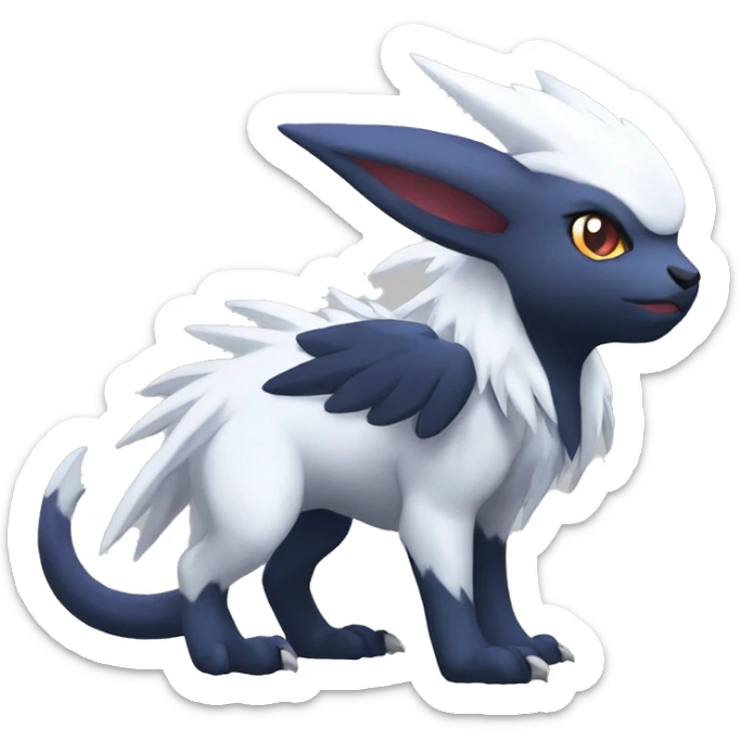 Edgy Cool Kawaii Baby Nargacuga-Absol-Pokémon Full Body Detailed High Quality sticker
