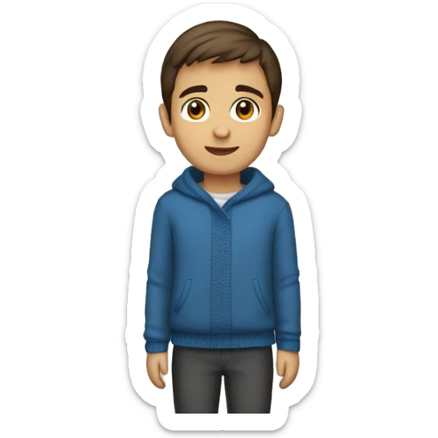winter, christmas, hispanic, short brown hair, boy, brown eyes, child, full body, blue sweater sticker