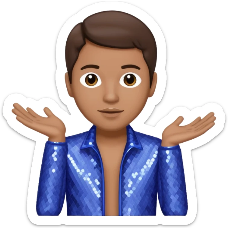 Mark Calderon, R&B Singer (b. 1969) from Color Me Badd with medium brown hair, periwinkle sequin outfit sticker