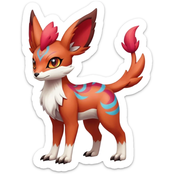 Falvie-Fionbri-fantasy-creature-Fakémon-Pokémon, full body, with markings sticker