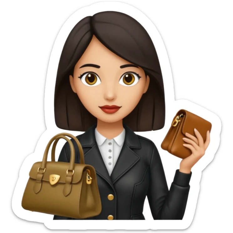 italian female with italian fashion style, holding bag sticker