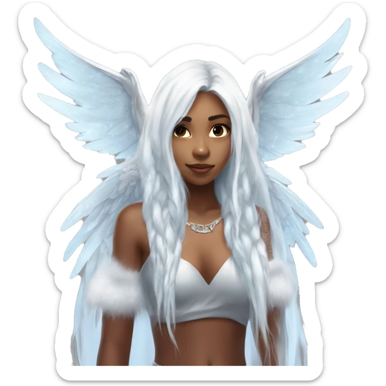 big wings, hood, silver, icy ,snowflake, Beautiful, fairy, long hair sticker
