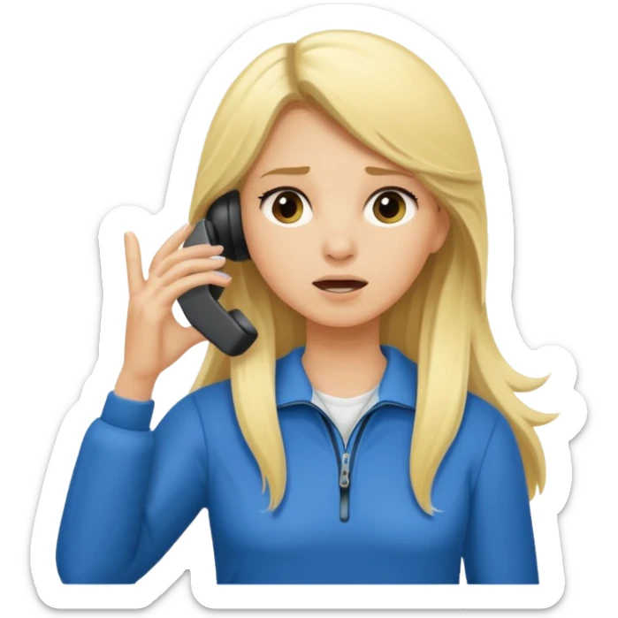 blonde cartoon girl long hair sports coach calling for a time out sticker