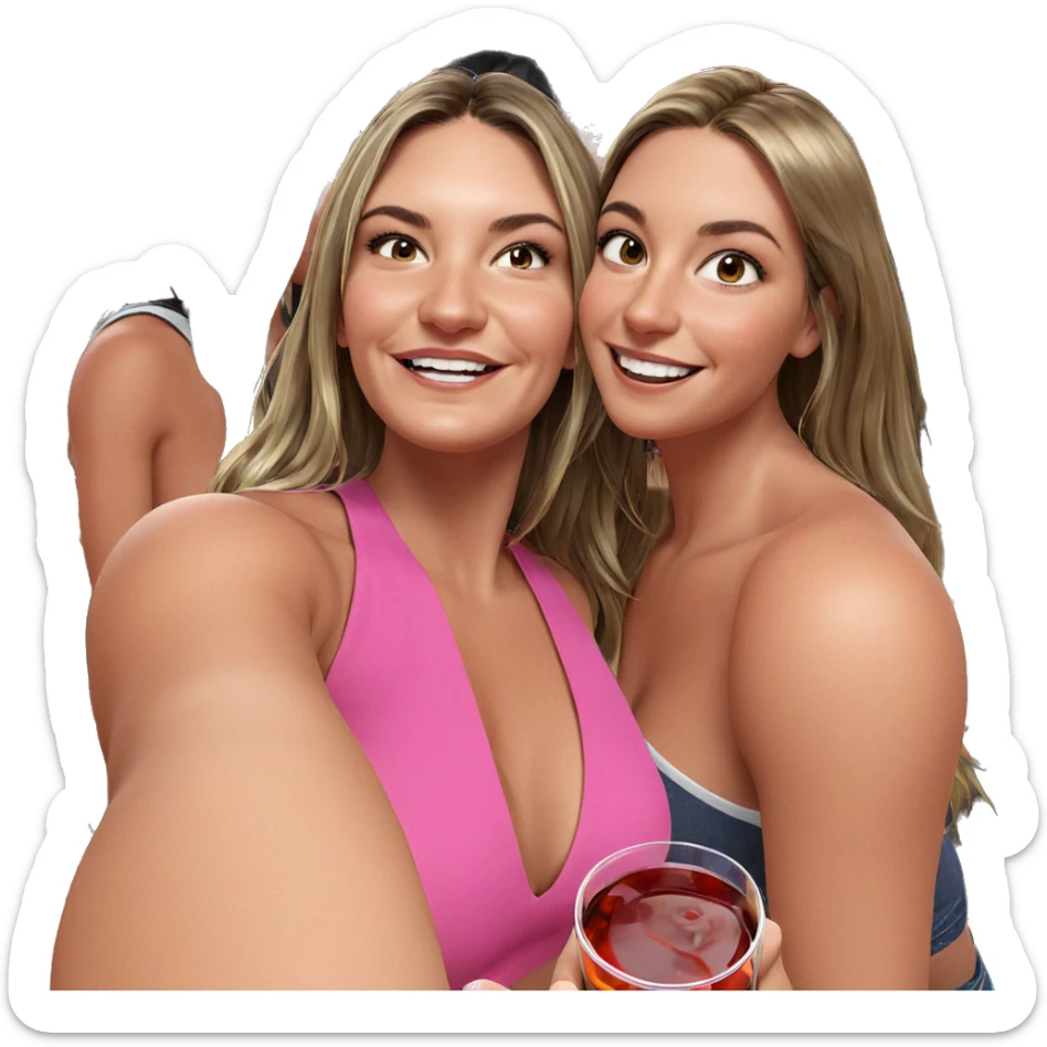 smiling girls enjoying drinks sticker
