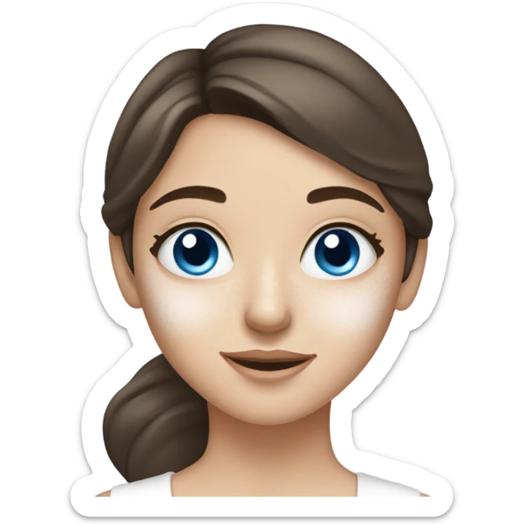 White Skin care on white freackles skin of a brunett blue eyed girl using skin care sticker