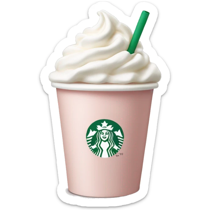 Pale blush pink Starbucks cup with whipped cream  sticker