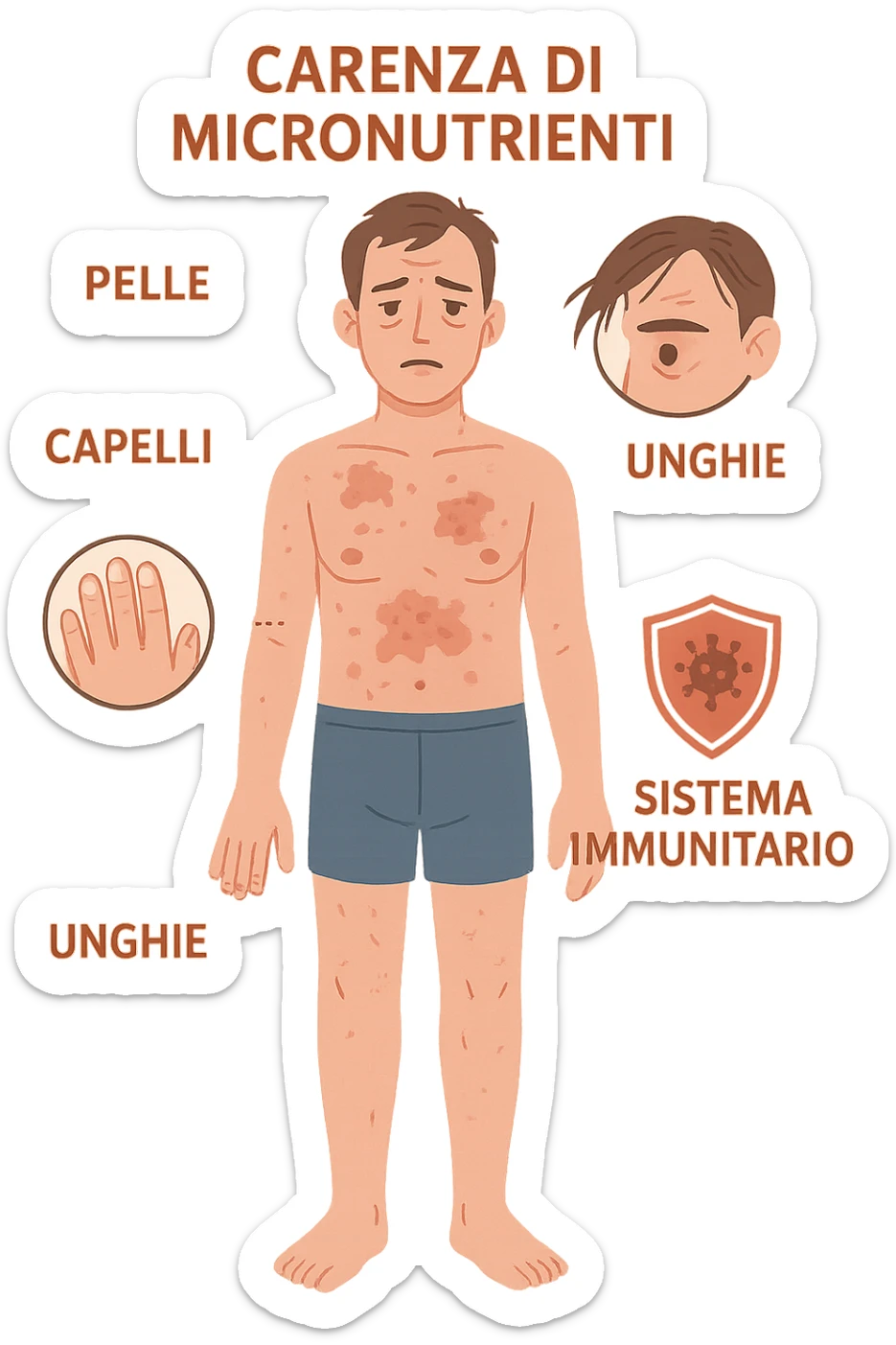 corpo umano in carenza di micronutrienti in italiano sticker