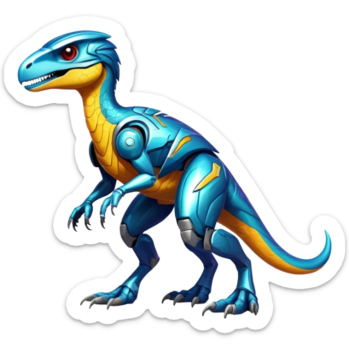 Shiny Futuristic Fakemon-Pokemon-Digimon-Spectrobes-Raptor-fusion, full body sticker