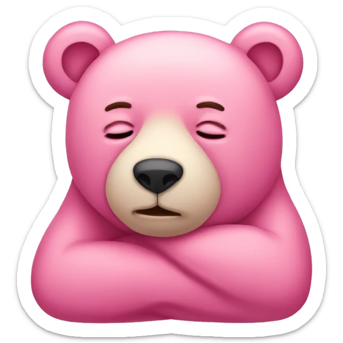 Sleepy pink bear sticker