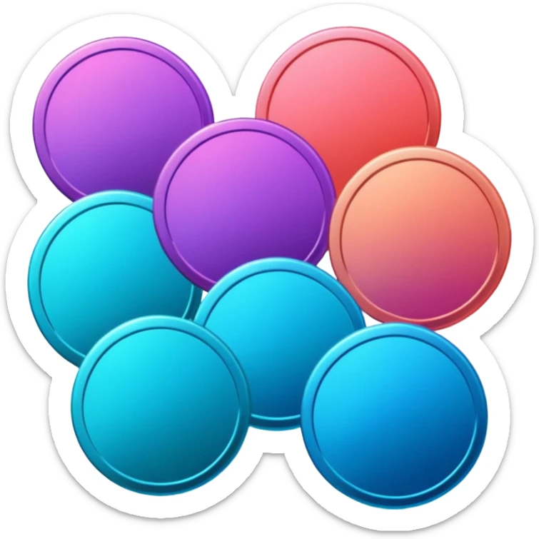 coins credit pack in gradient of turquoise, blue, pink, purple, and coral color sticker