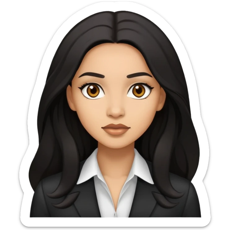 Business woman lightskin brown dark black long hair sticker