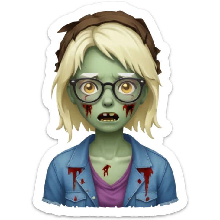   zombie girl with glasses sticker