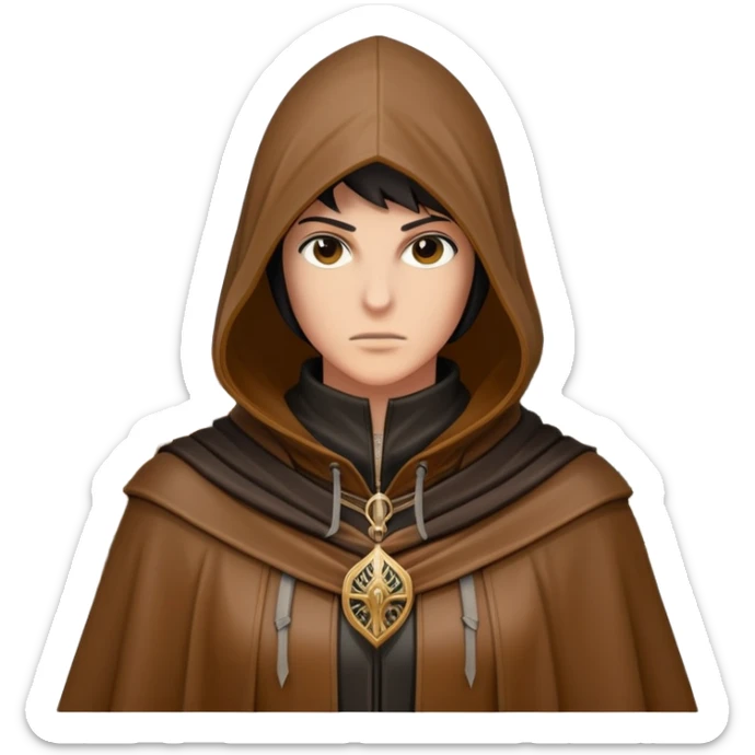 icon featuring Assasin's Creed in an iconic assassin's hood, standing tall. Florence is on background. The design captures the essence of adventure, with intricate details of historical architecture and a sense of mystery. The character is poised, ready for action. transparent background. sticker