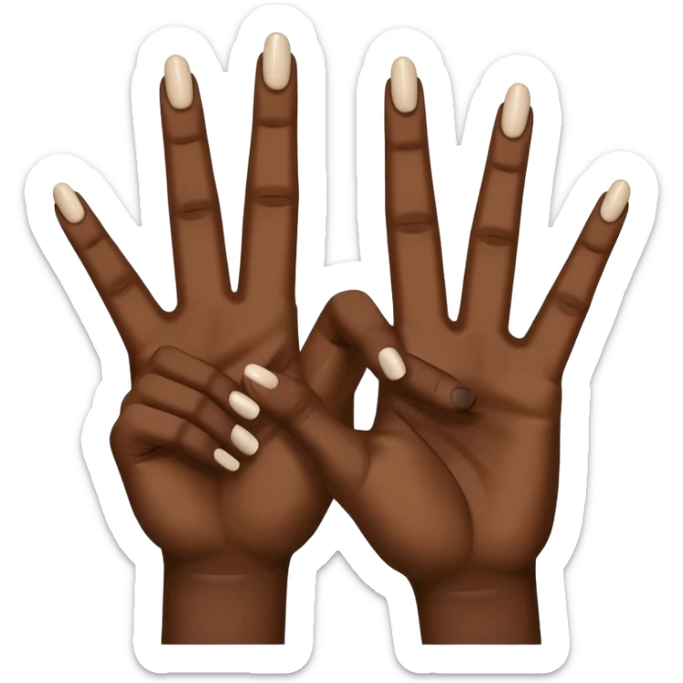 Make the ysl hand sign, but make the hand dark skin, only 4 fingers, with the index and middle finger up and the thumb up, every other finger down. Only 1 hand  sticker