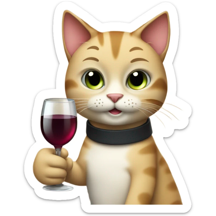 smug looking cat drinking a glass of wine and giving a thumbs up sticker