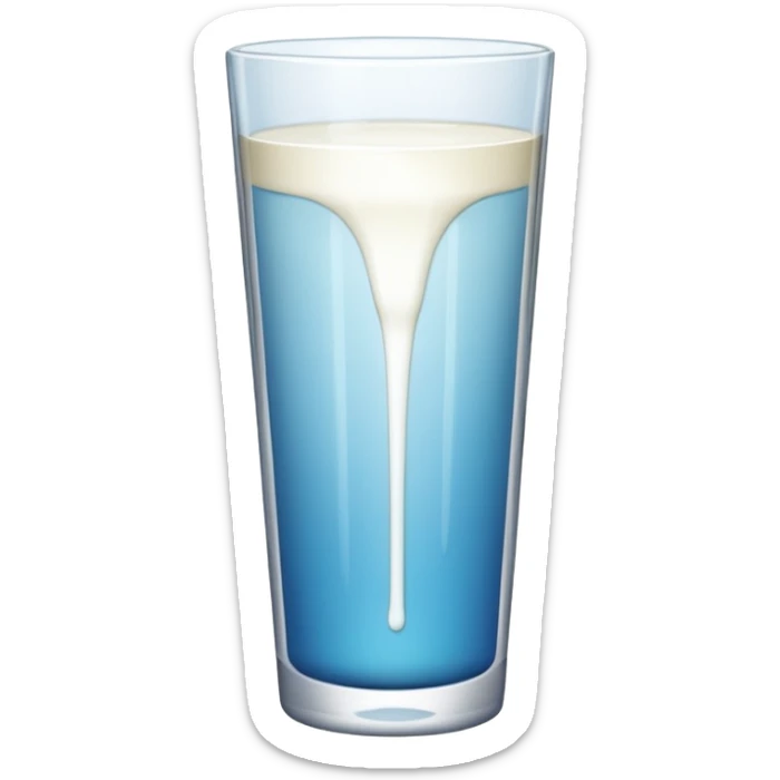 the drink is white, The bottom and mouth of the glass are the same width and thin a toll, There is only white liquid inside,photo realistic sticker