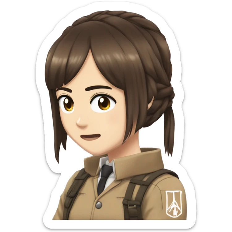Sasha Braus brown hair hair in a ponytail anime attack on titan sticker