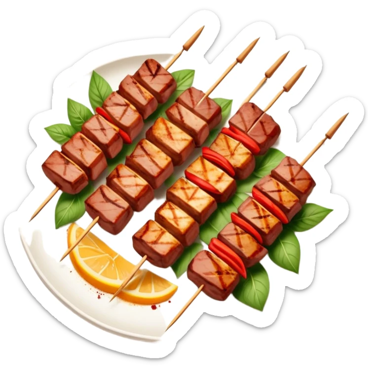 Chuanr meat skewers street food with gentle colors sticker