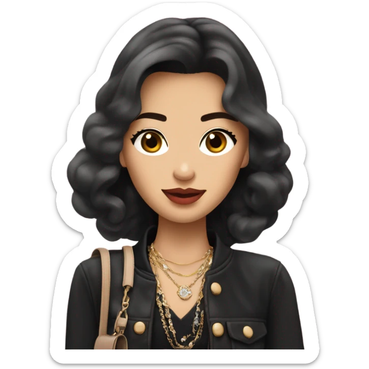 Brunnete Chanel Asian Girl with Birkin bag and Chanel necklace sticker