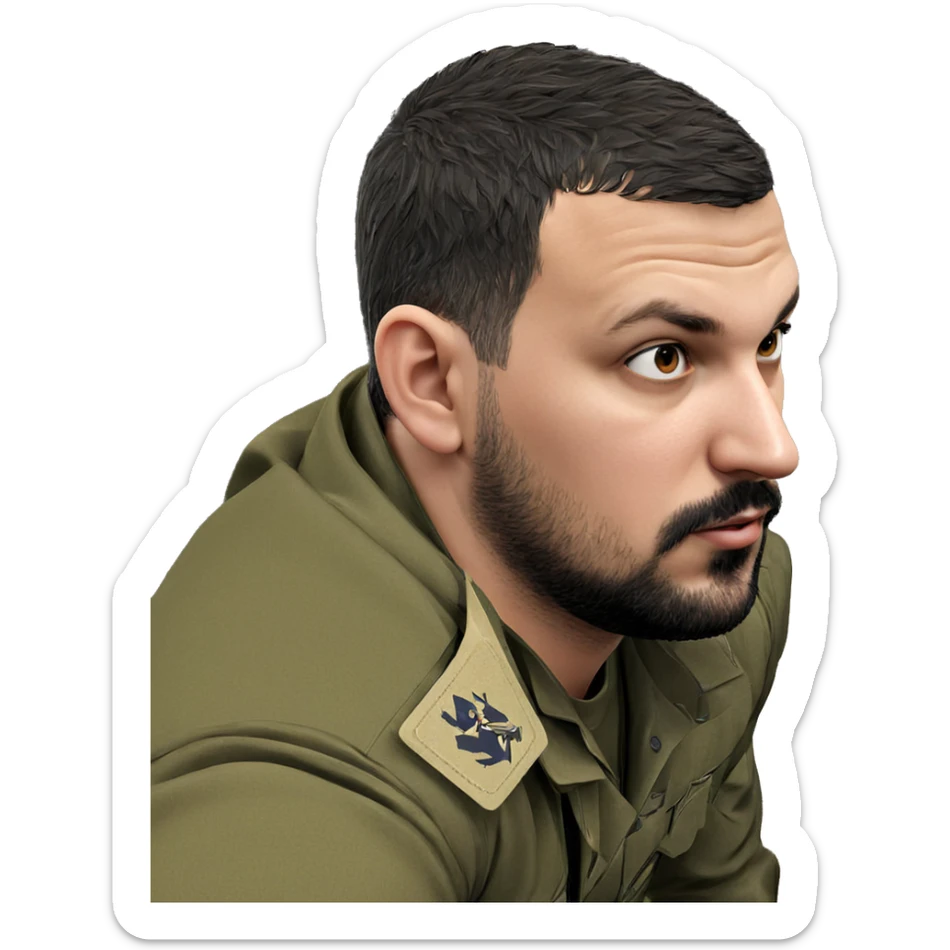 military man with beard sticker