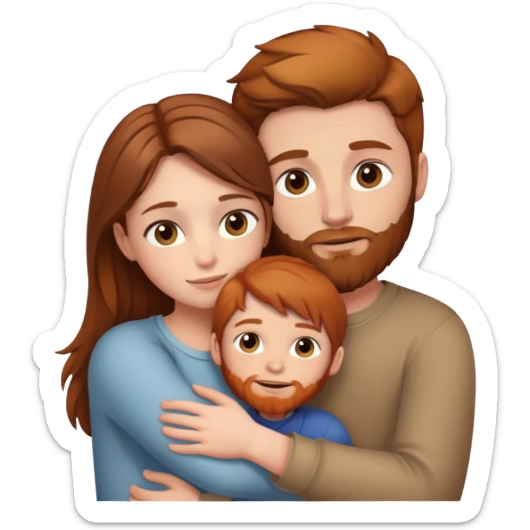 brown haired girl cuddling boy with brown hair and ginger beard and hazel eyes sticker